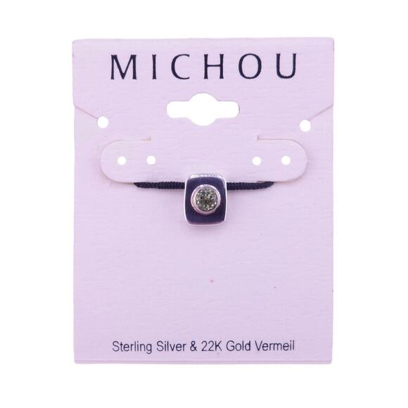 MICHOU Peridot Rectangular Sterling Silver & Gold Accent Pendant 3/8" NEW - Picture 1 of 1